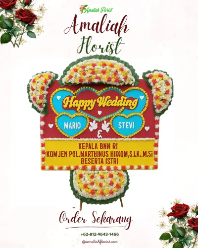 Karangan Papan Bunga Pernikahan di Petung